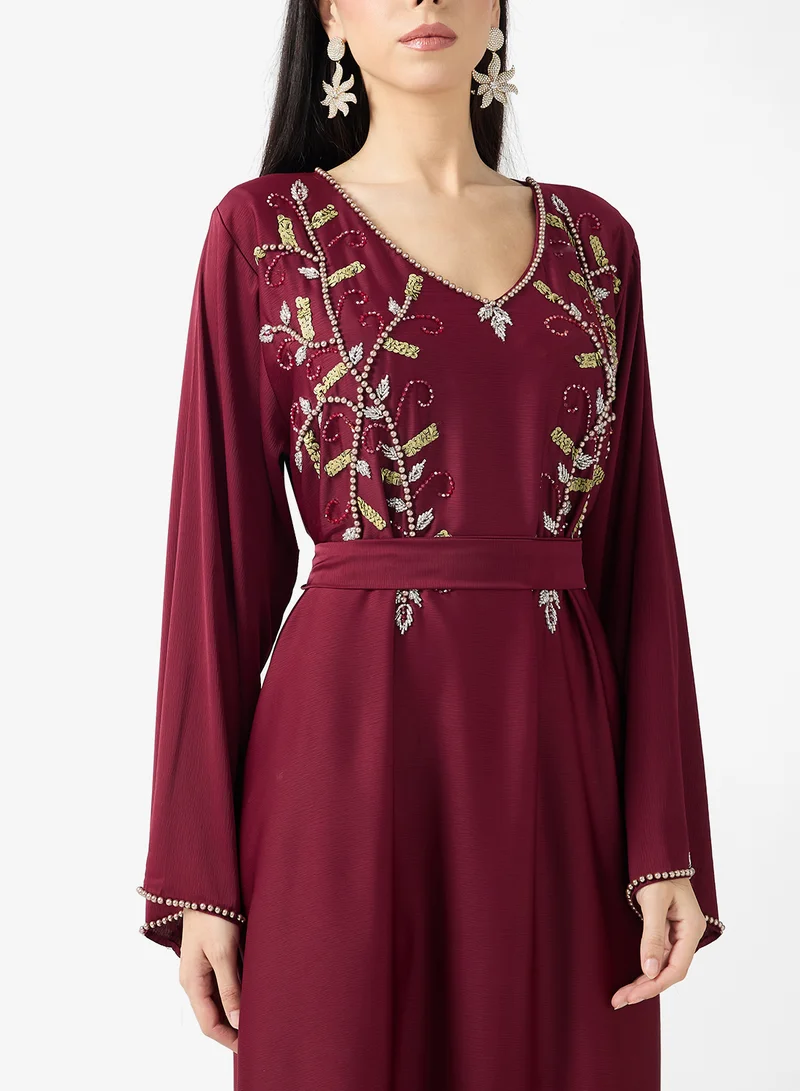 hayas closet  Embellished Belted Jalabiya for Women | Best Price UAE